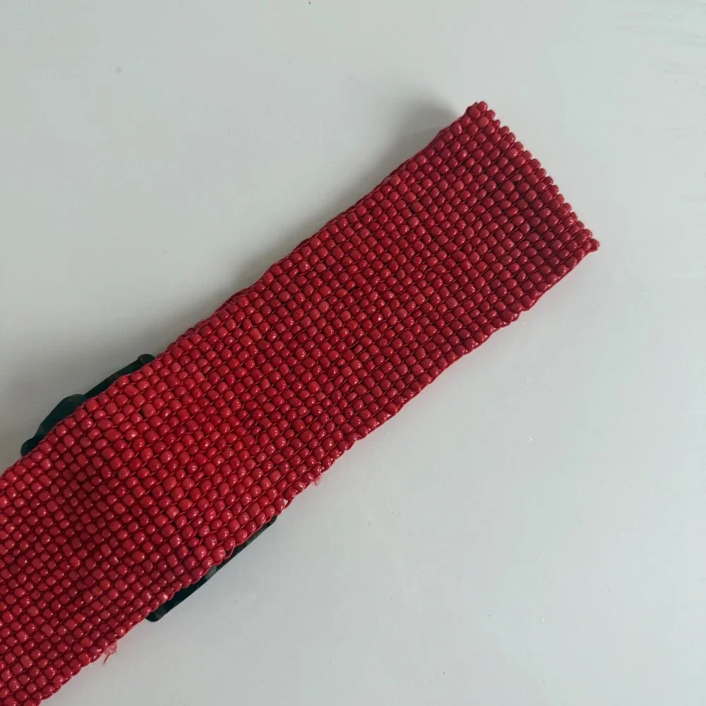 Beaded Belt with Wooden Buckle Detail‎